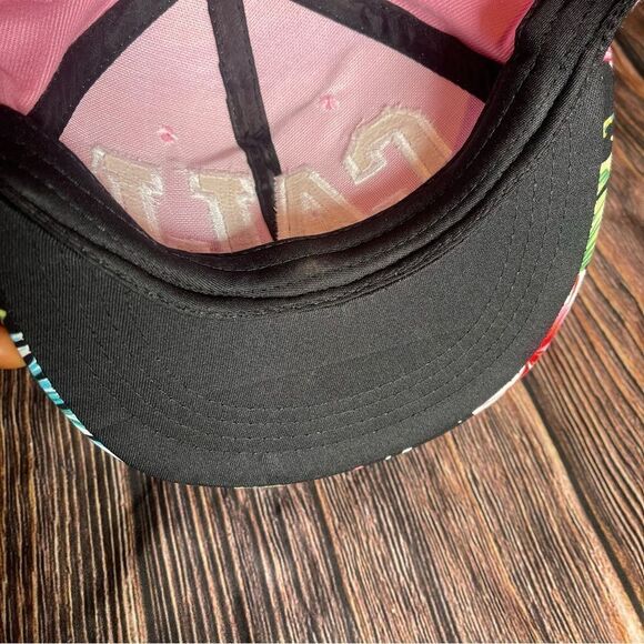 Floral Print Cali Snapback Cap Hat Pink Black Hawaiian Streetwear Women’s - Picture 5 of 8